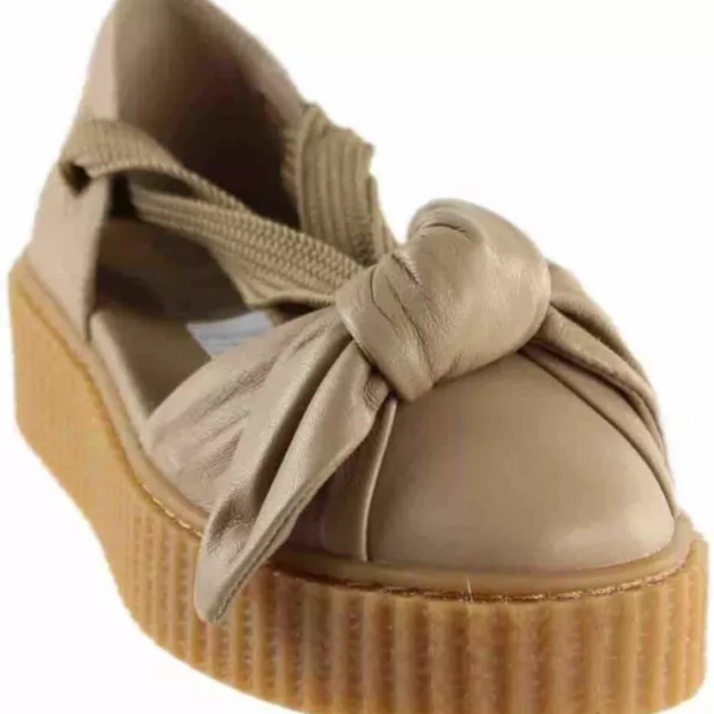 FentyxPuma Oatmeal Bow Wrap Creeper Sandals Sz 10